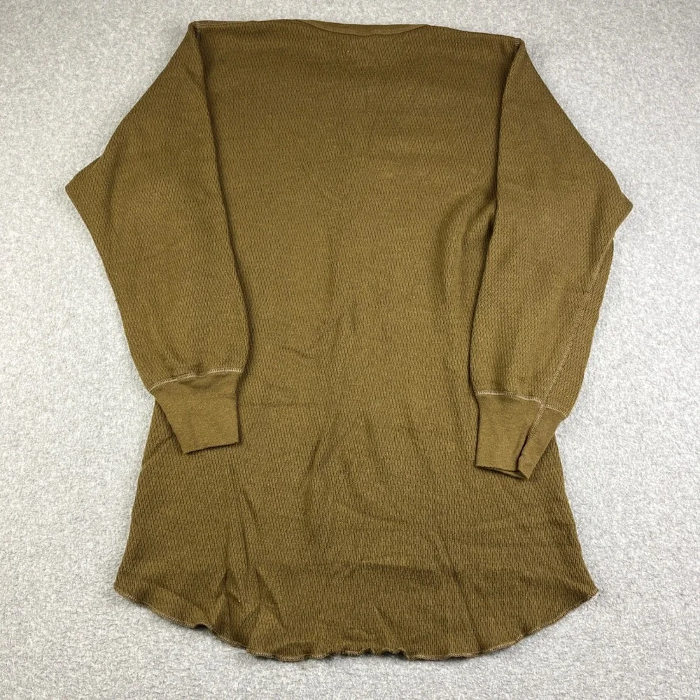 VTG Morgan Mills Thermal Shirt Mens 2XL Brown Arctex Waffle Knit Long Sleeve 70s - Picture 3 of 7